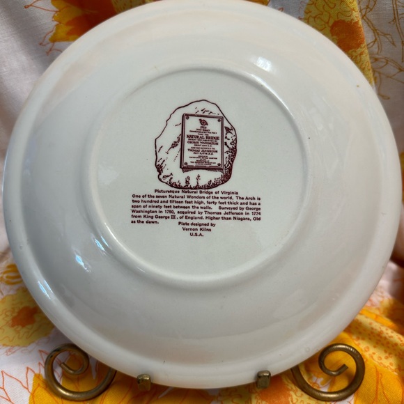 Vintage Vernon Kilns Souvenir Plate Natural Bridge of Virginia - Picture 3 of 7